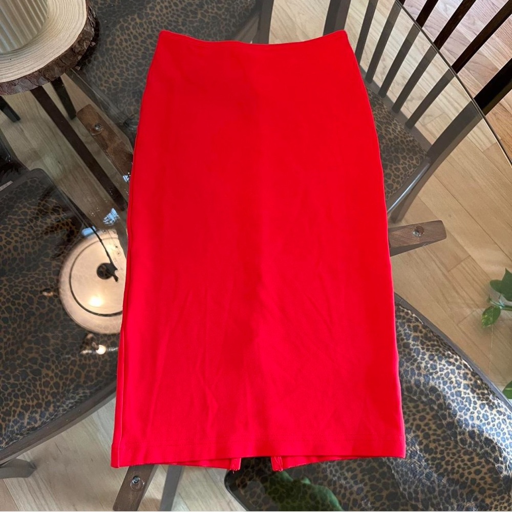 American apparel red pencil skirt with slit